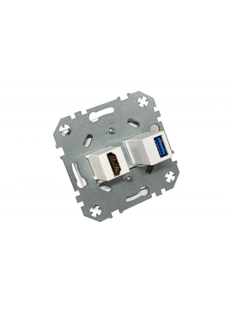 Lizdas HDMI+USB LIREGUS EPSILON, baltos spalvos 2