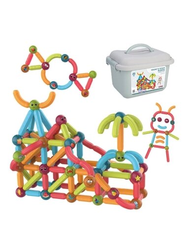 Magnetinės Konstrukcijos Mokomieji Statybiniai Blokai WOOPIE 128 vnt.
