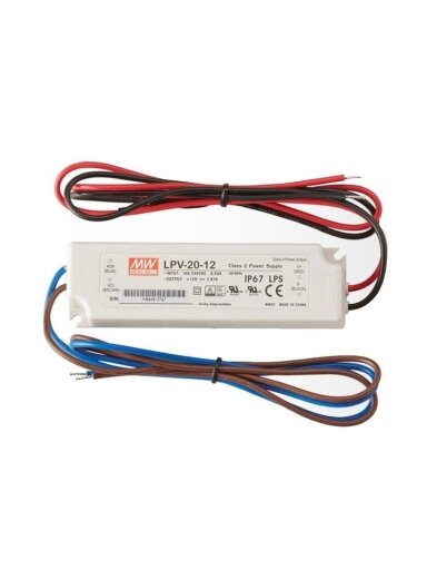 Maitinimo šaltinis Mean Well LED, 1.67 A, 20W, 12V, IP67