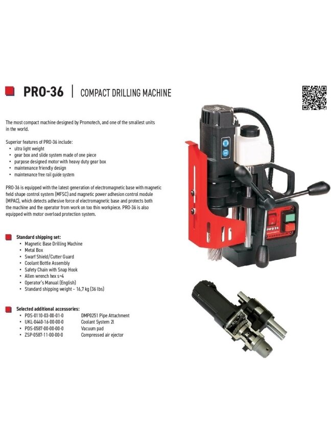 Magnetinės gręžimo staklės PRO 36 /230V Promotech 1 Magnetinės gręžimo staklės PRO 36 /230V Promotech 1