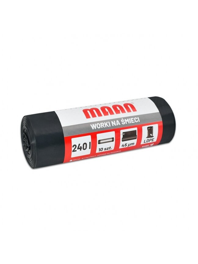 Maišai šiukšlėms juodi 45my Maan | 240ltr. (rulonas 10 vnt) Maišai šiukšlėms juodi 45my Maan | 240ltr. (rulonas 10 vnt)
