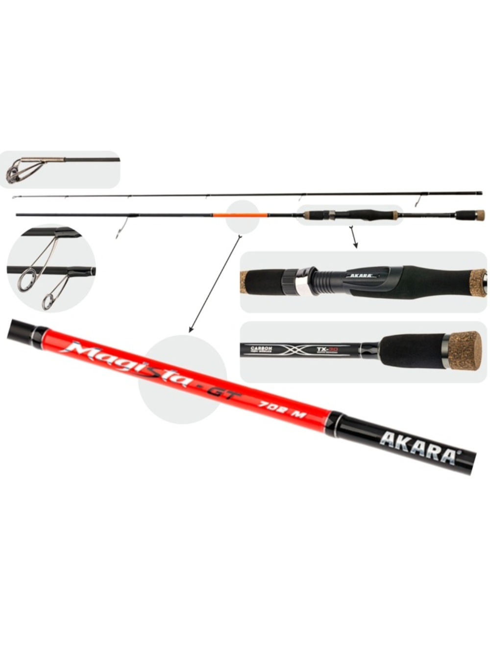 Meškerė Akara MAGISTA-GT M TX-30 2X Ilgis 228 cm testas 5,5 - 27 g Meškerė Akara MAGISTA-GT M TX-30 2X Ilgis 228 cm testas 5,5 - 27 g