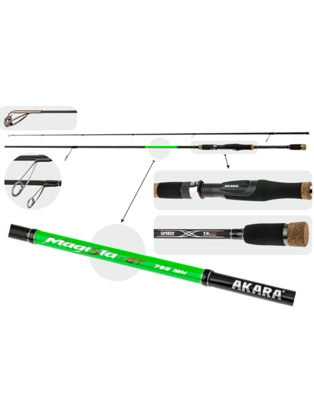 Meškerė Akara MAGISTA-GT MH TX-30 2X ilgis 228 cm testas 10,5 - 35 g