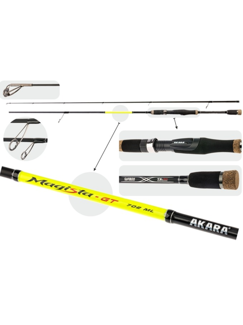 Meškerė Akara MAGISTA-GT ML TX-30 2X ilgis 248 cm, testas 4,5 - 19 g Meškerė Akara MAGISTA-GT ML TX-30 2X ilgis 248 cm, testas 4,5 - 19 g