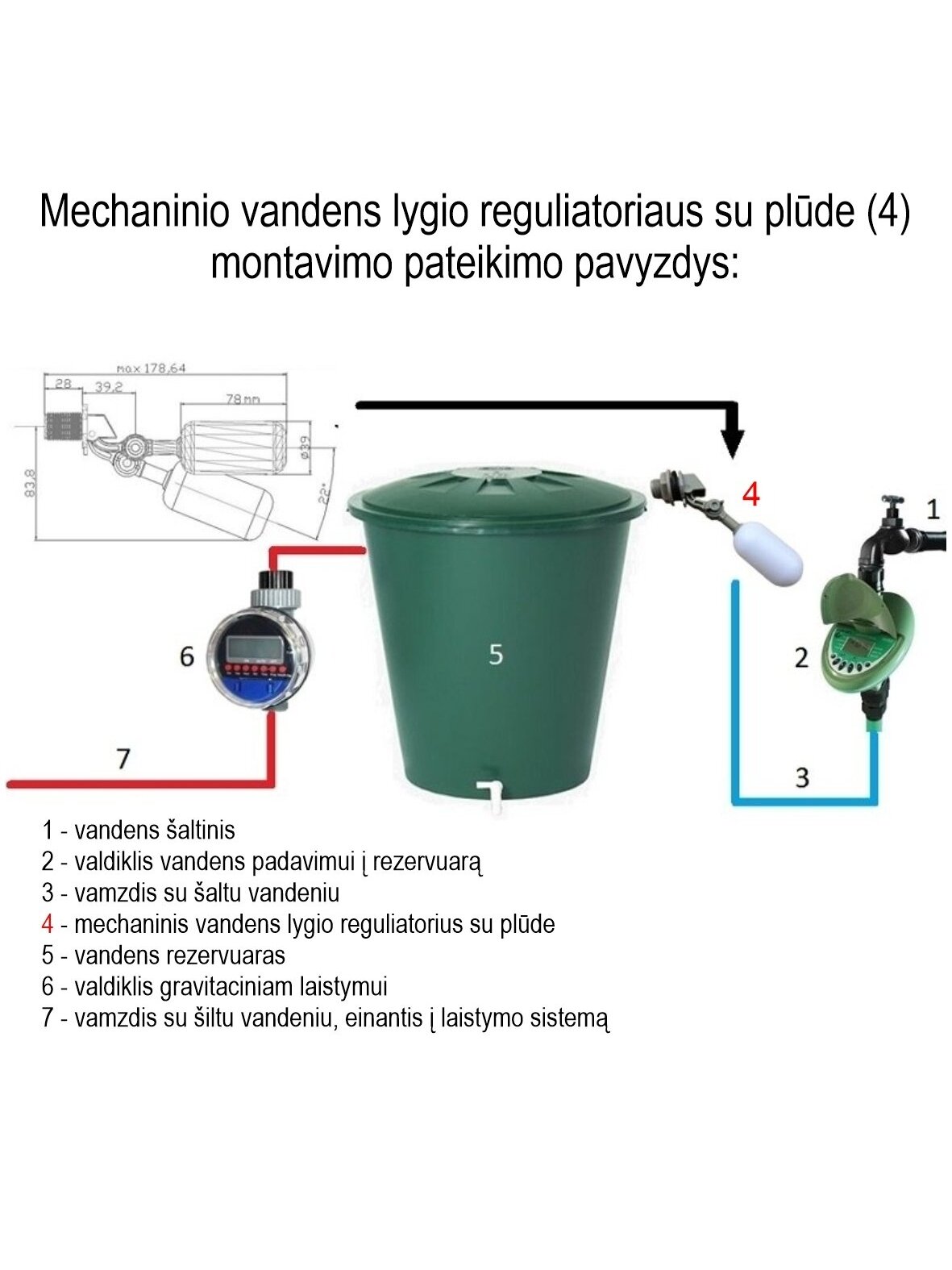 Mechaninis vandens lygio reguliatorius su plūde 3/4 iš sr. 1