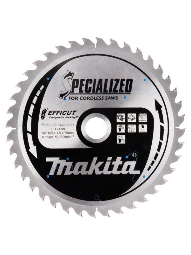 Medienos pjovimo pjūklas Makita 165X1.5X20mm 15° T40 E-12158