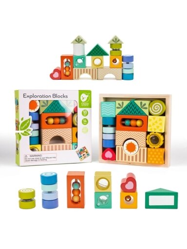 Medinės Kaladėlės - Daugiafunkcinė dėlionė CLASSIC WORLD MONTESSORI