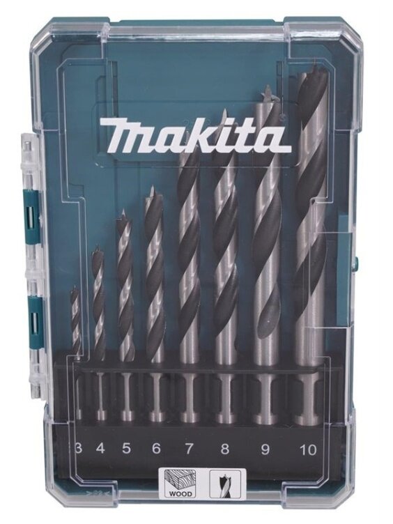 Medienos grąžtų komplektas Makita, 3-10mm, 8 vnt 2 Medienos grąžtų komplektas Makita, 3-10mm, 8 vnt 2