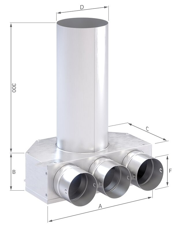 Metalinis registras 3x75x125 su 330mm atvamzdžiu
