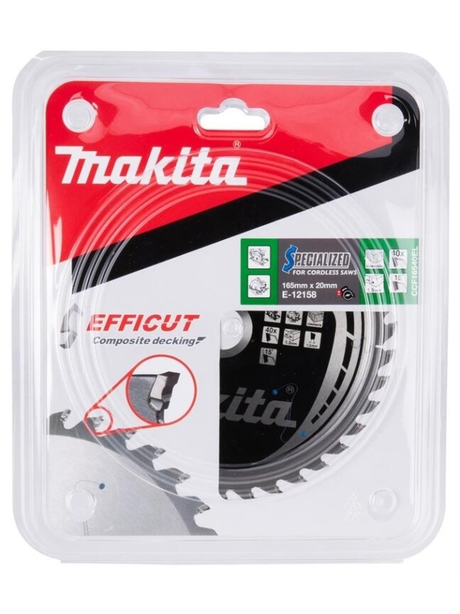 Medienos pjovimo pjūklas Makita 165X1.5X20mm 15° T40 E-12158 1 Medienos pjovimo pjūklas Makita 165X1.5X20mm 15° T40 E-12158 1