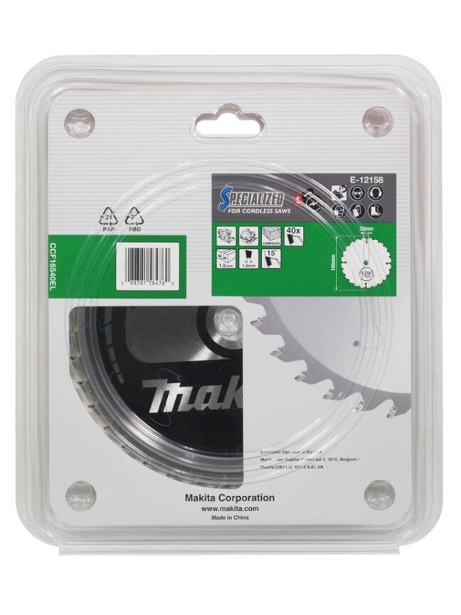 Medienos pjovimo pjūklas Makita 165X1.5X20mm 15° T40 E-12158 2 Medienos pjovimo pjūklas Makita 165X1.5X20mm 15° T40 E-12158 2