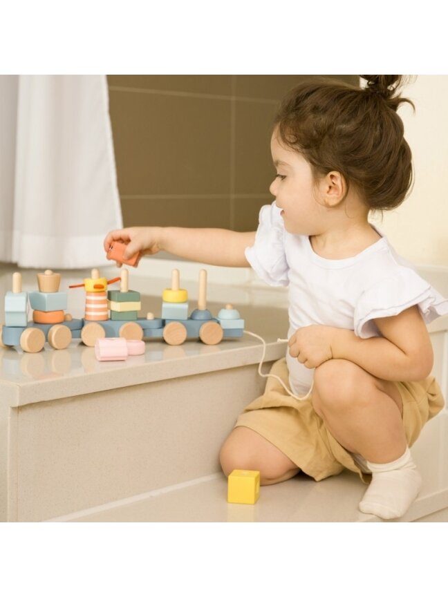 Medinės Traukinio kaladėlės CLASSIC WORLD Montessori 3