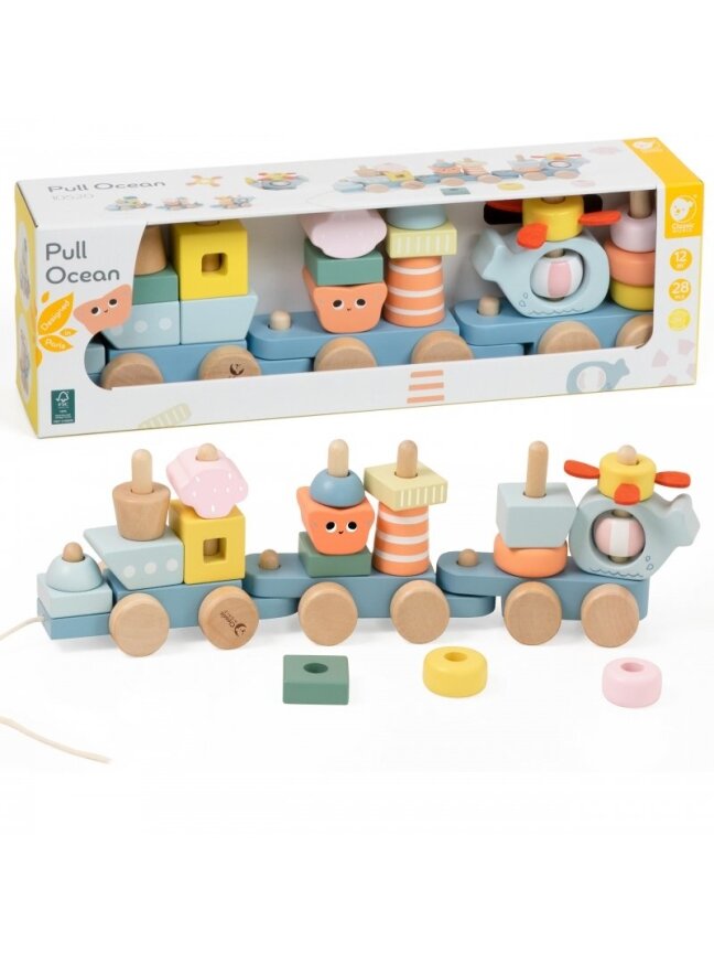 Medinės Traukinio kaladėlės CLASSIC WORLD Montessori