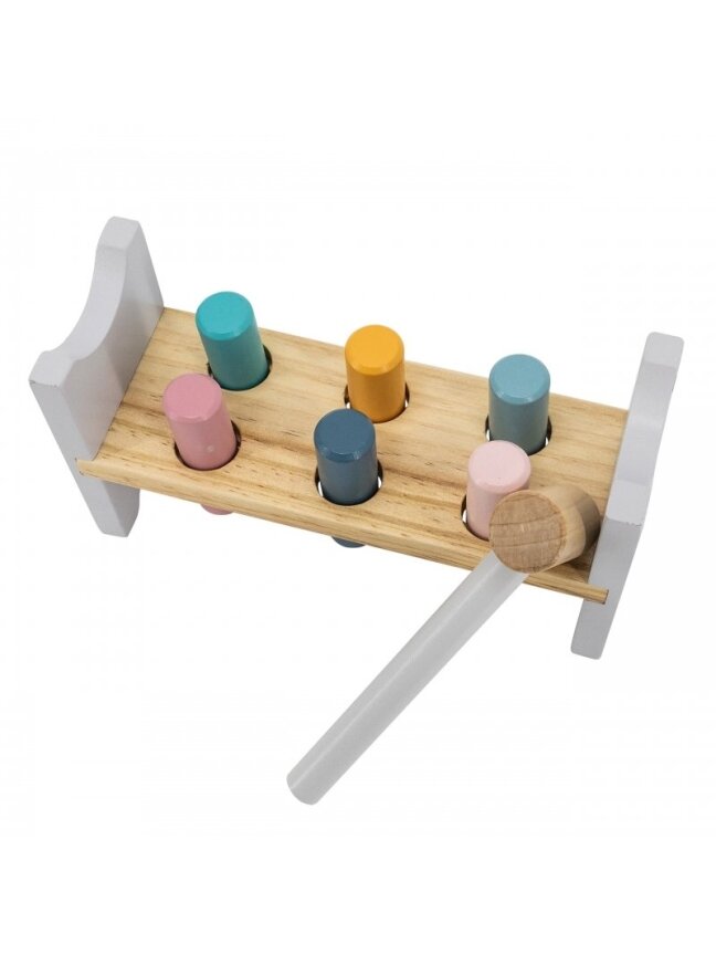 Medinis lavinamasis žaislas VIGA PolarB Medinė piramidė + plaktukas Montessori 8