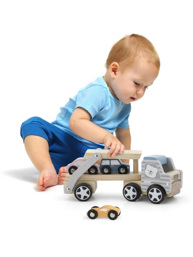 Medinis Vilkikas Su Žaisliniais Automobiliais VIGA PolarB Montessori 12