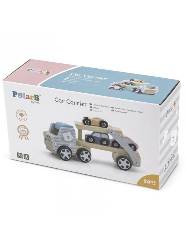Medinis Vilkikas Su Žaisliniais Automobiliais VIGA PolarB Montessori 14
