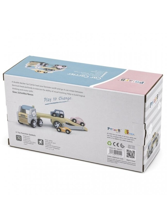 Medinis Vilkikas Su Žaisliniais Automobiliais VIGA PolarB Montessori 15