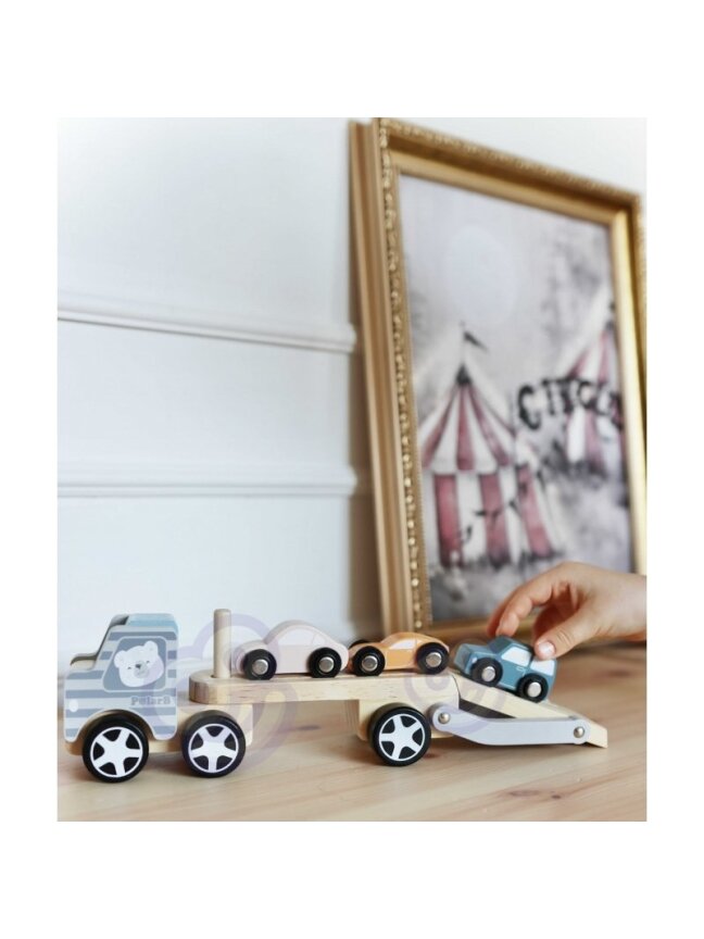 Medinis Vilkikas Su Žaisliniais Automobiliais VIGA PolarB Montessori 2