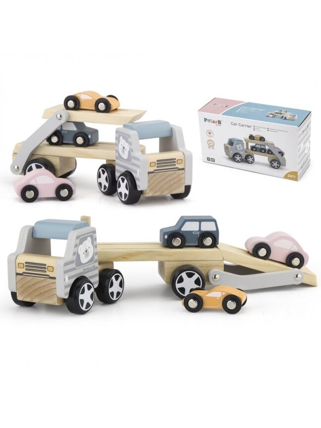 Medinis Vilkikas Su Žaisliniais Automobiliais VIGA PolarB Montessori