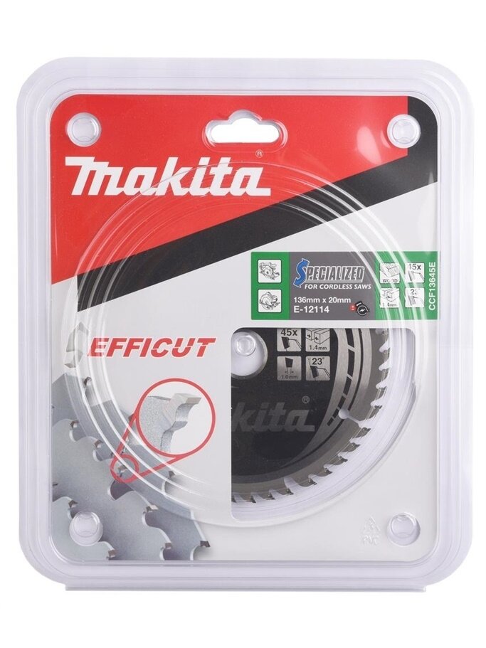 Medienos pjovimo pjūklas Makita 136X1.4X20mm 23° T45 E-12114 1
