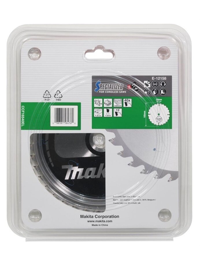 Medienos pjovimo pjūklas Makita 165X1.5X20mm 15° T40 E-12158 2 Medienos pjovimo pjūklas Makita 165X1.5X20mm 15° T40 E-12158 2