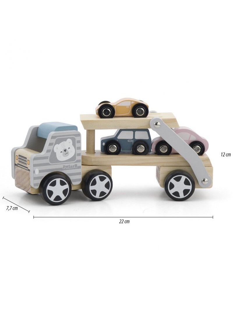 Medinis Vilkikas Su Žaisliniais Automobiliais VIGA PolarB Montessori 11