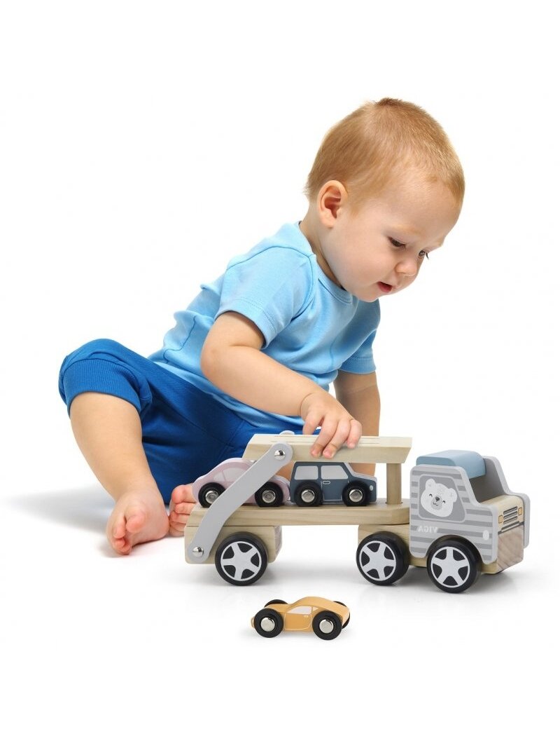 Medinis Vilkikas Su Žaisliniais Automobiliais VIGA PolarB Montessori 12