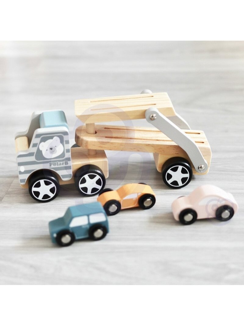 Medinis Vilkikas Su Žaisliniais Automobiliais VIGA PolarB Montessori 6