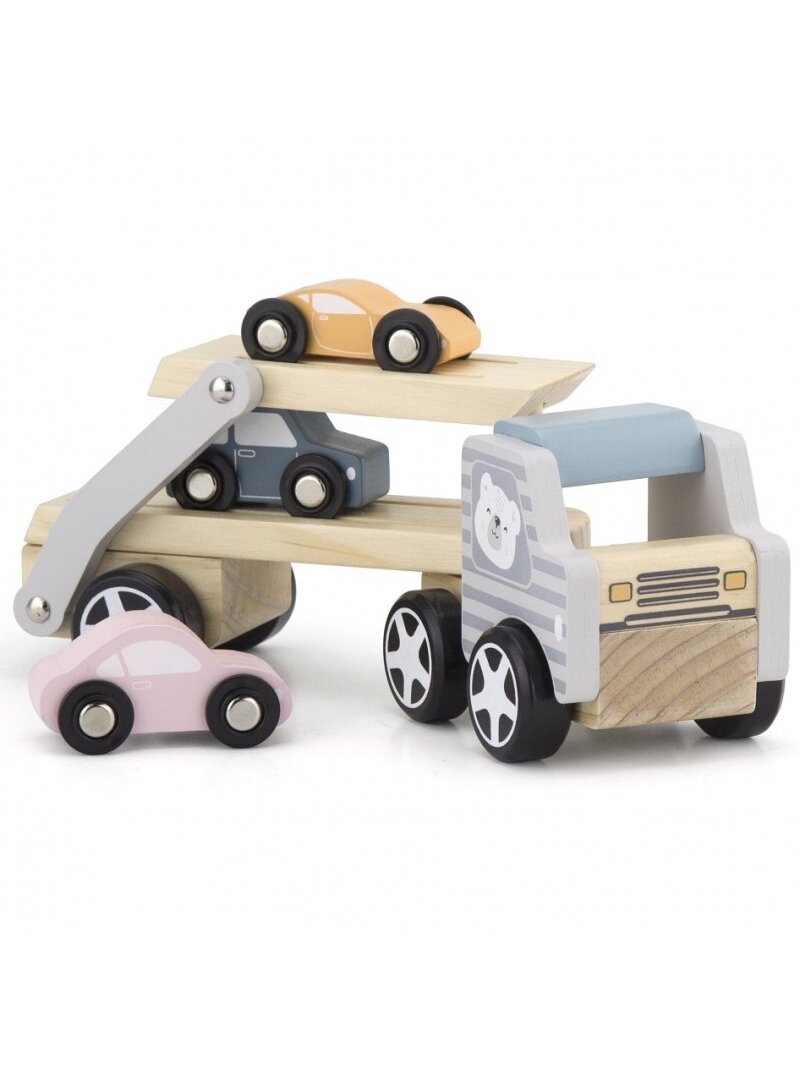 Medinis Vilkikas Su Žaisliniais Automobiliais VIGA PolarB Montessori 7
