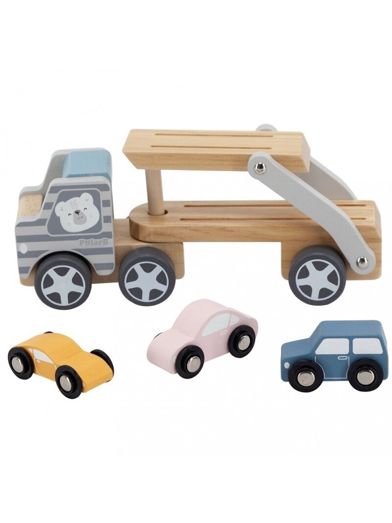 Medinis Vilkikas Su Žaisliniais Automobiliais VIGA PolarB Montessori 8