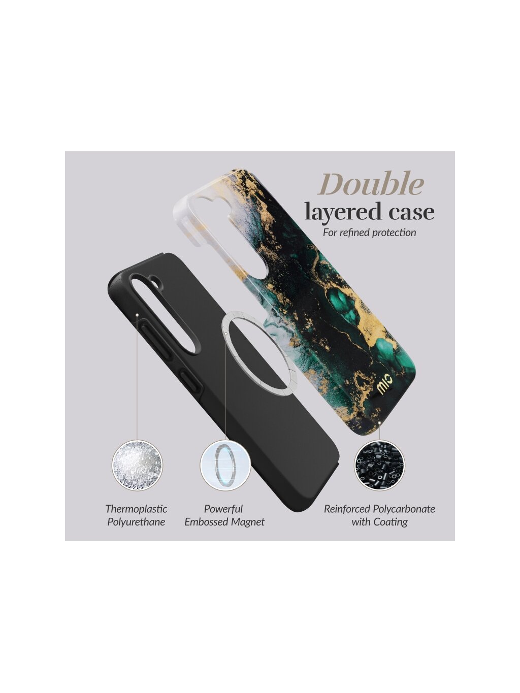 MIO Green Marble Magsafe Compatible for Samsung A55 5G MIO Green Marble Magsafe Compatible for Samsung A55 5G