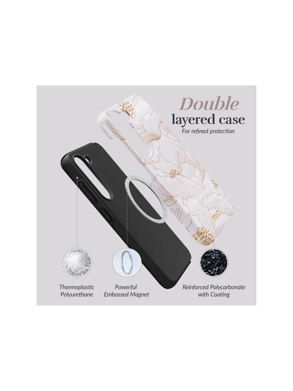 MIO White Roses Magsafe Compatible for Samsung S25 Plus 5G 3