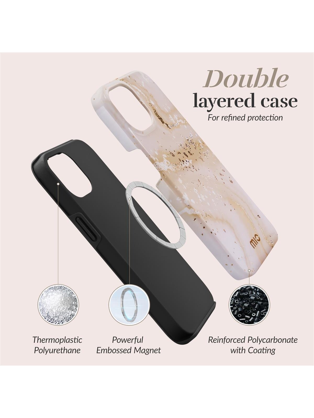 MIO Gold Marble Magsafe Compatible for iPhone 13/14/15 5 MIO Gold Marble Magsafe Compatible for iPhone 13/14/15 5
