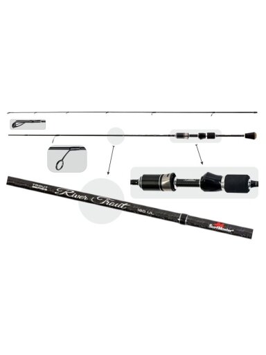 Mikro Spiningas SURF MASTER River Trout TX-30 2-dalių, Ilgis 1,8m, Testas 0.6 - 6g.