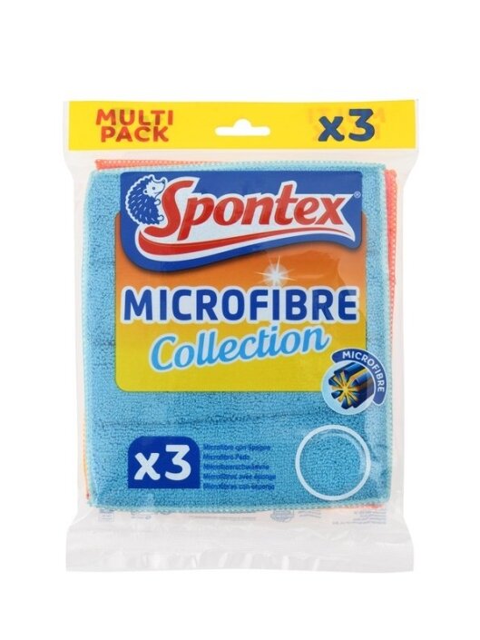 Mikropluošto šluostės su porolonu Spontex Multipack, 3 vnt. Mikropluošto šluostės su porolonu Spontex Multipack, 3 vnt.