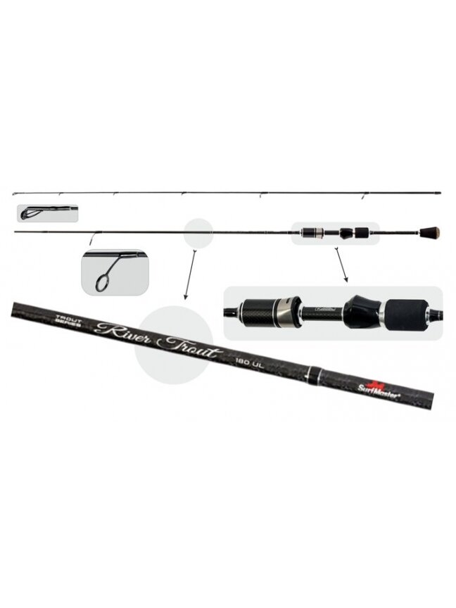 Mikro Spiningas SURF MASTER River Trout TX-30 2-dalių, Ilgis 1,8m, Testas 0.6 - 6g. 1 Mikro Spiningas SURF MASTER River Trout TX-30 2-dalių, Ilgis 1,8m, Testas 0.6 - 6g. 1