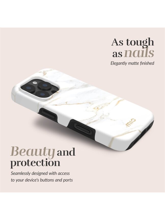 MIO White Marble Magsafe Case Compatible for iPhone 16 Pro 3