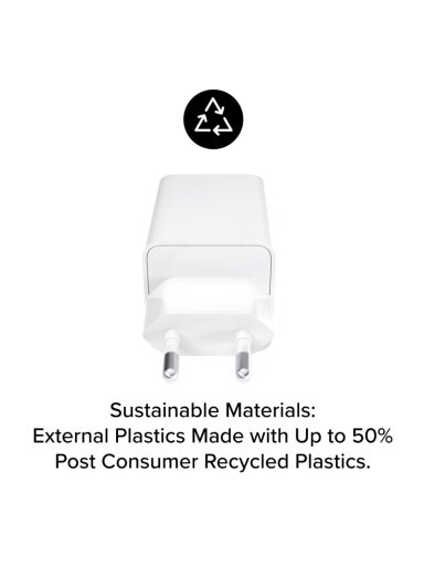 mophie Essentials Power Adapter Dual USB-C PD 50W EU White