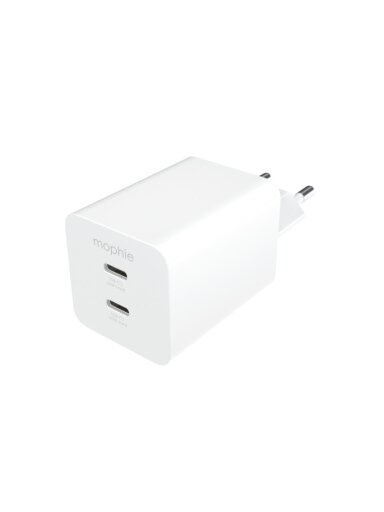 mophie Essentials Power Adapter Dual USB-C PD 50W EU White