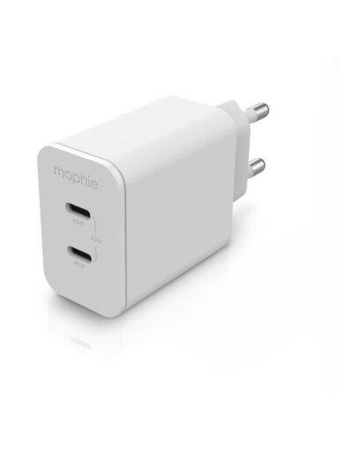 mophie Wall Adapter USB-C PD DUAL 45W GAN EU(2xUSBC) White