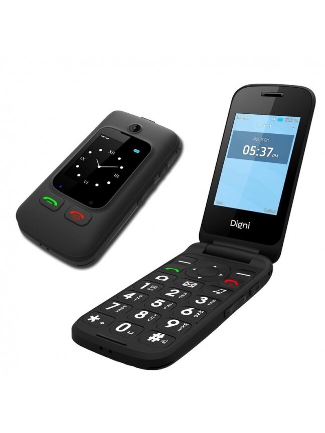 Mobilusis telefonas Digni Flip, juodas Mobilusis telefonas Digni Flip, juodas