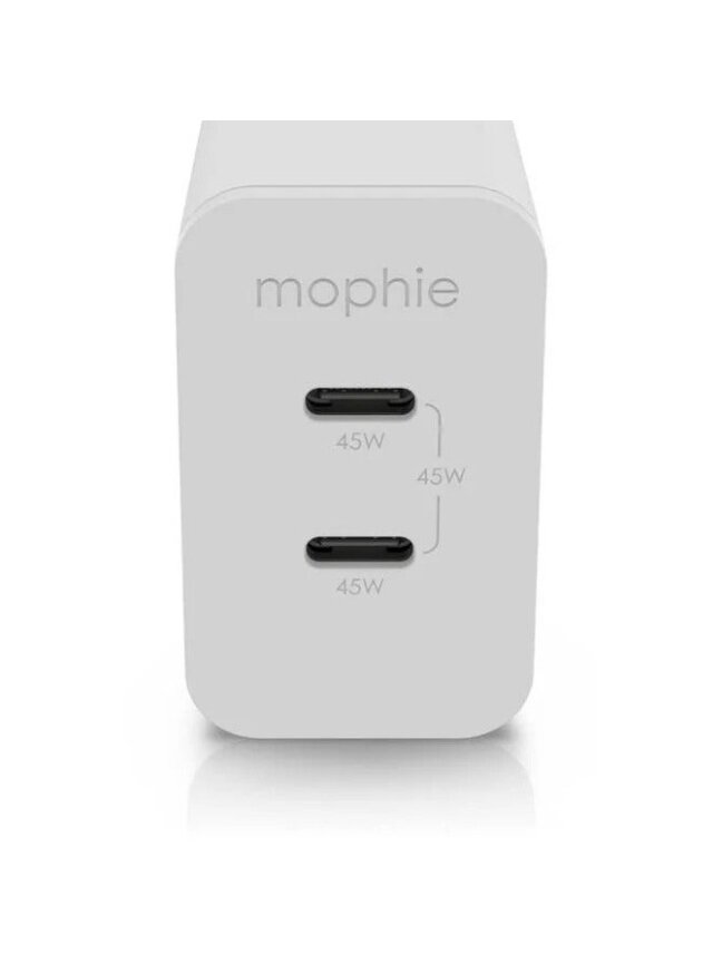 mophie Wall Adapter USB-C PD DUAL 45W GAN EU(2xUSBC) White 1