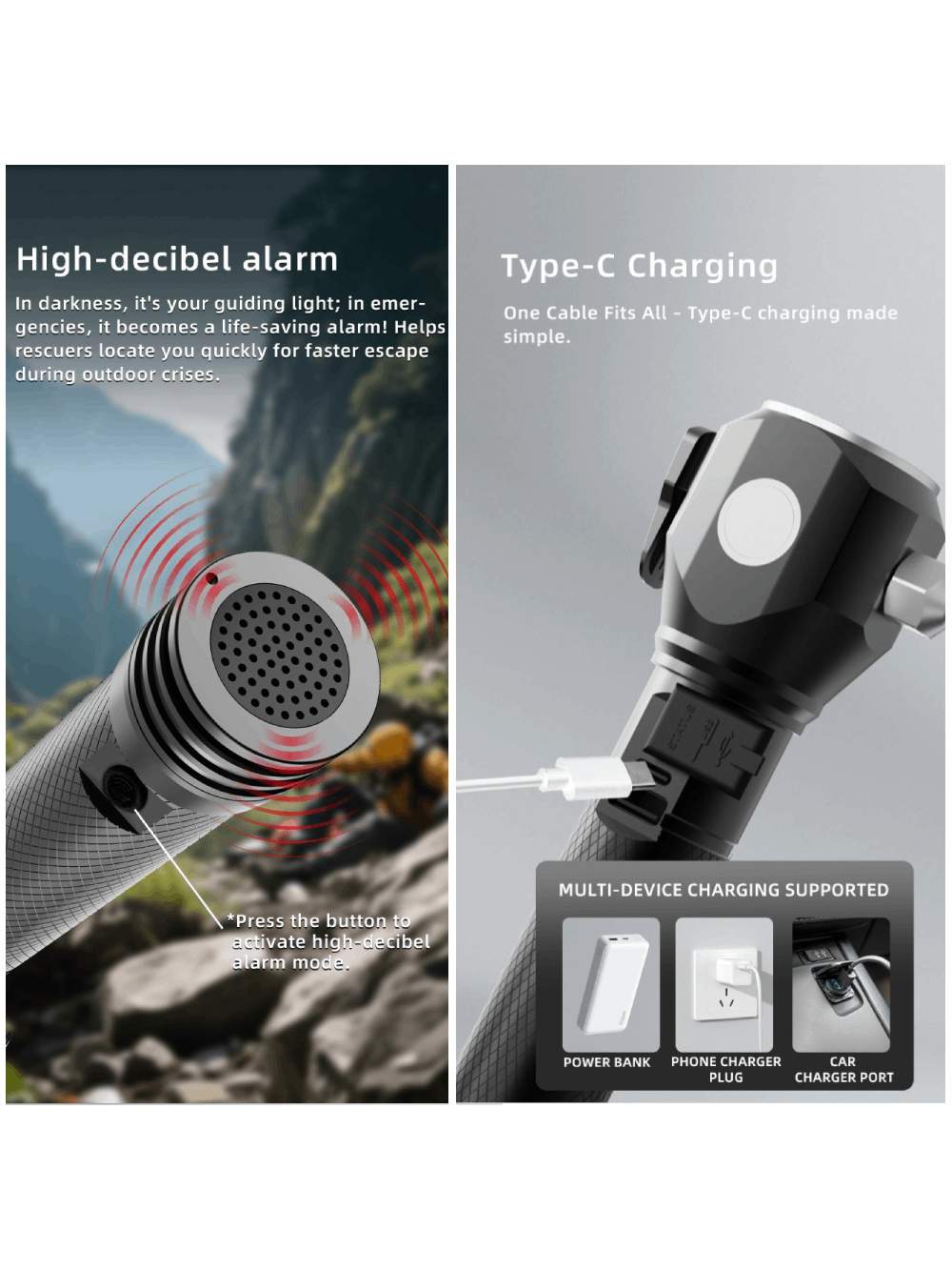 Multifunkcinis LED Žibintuvėlis Tiger Wolf HL-8236 su saulės moduliu 7 Multifunkcinis LED Žibintuvėlis Tiger Wolf HL-8236 su saulės moduliu 7