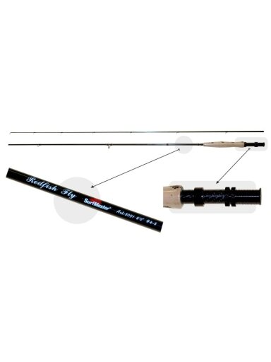 Muselinė Meškerė Surf Master Red Fish Fly 4-5 Klasė, Ilgis 2.44 m.