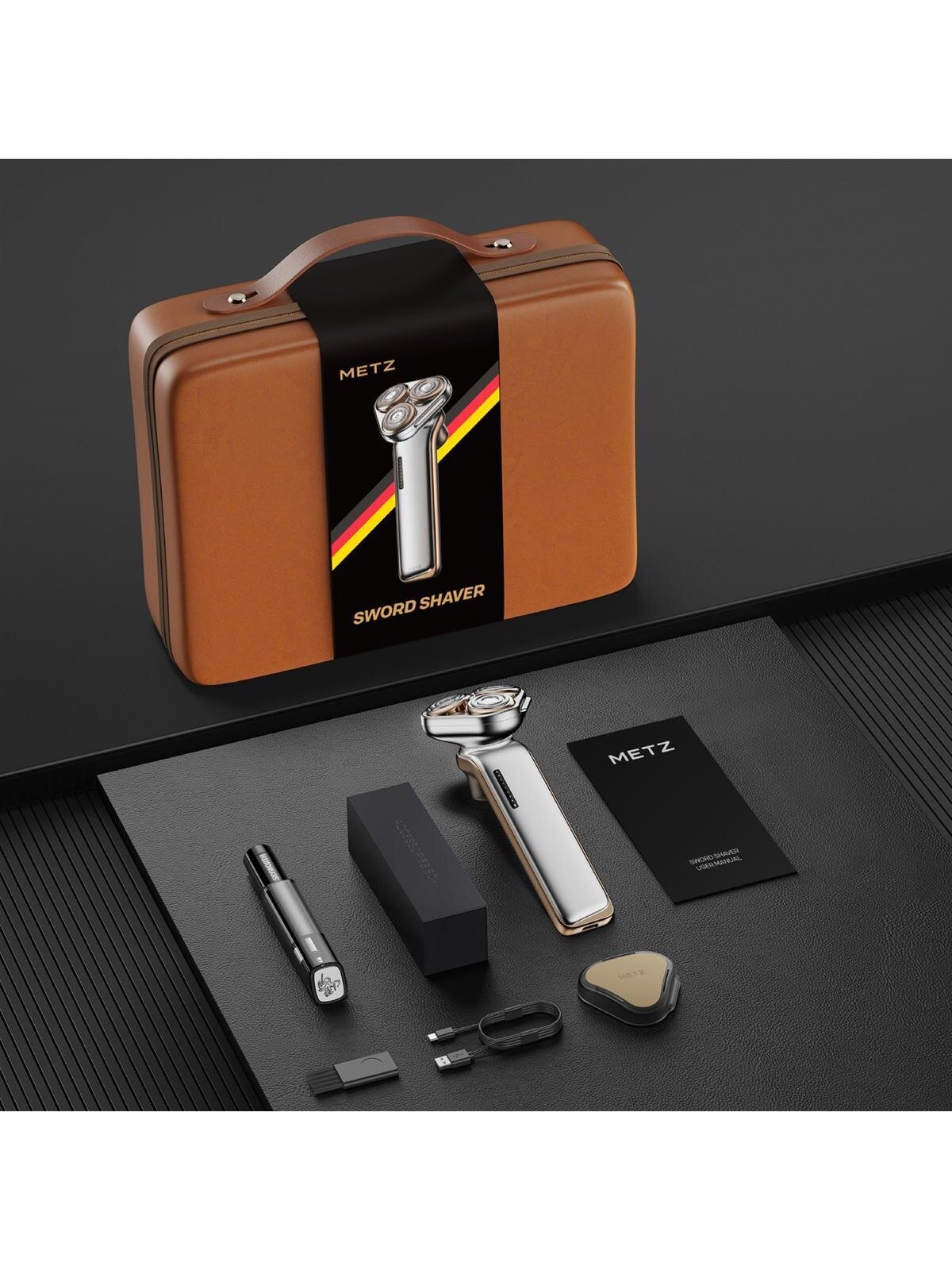 Metz MZDF032 barzdaskutė, 7700 RPM, IPX7, titano aukso spalva, USB-C
