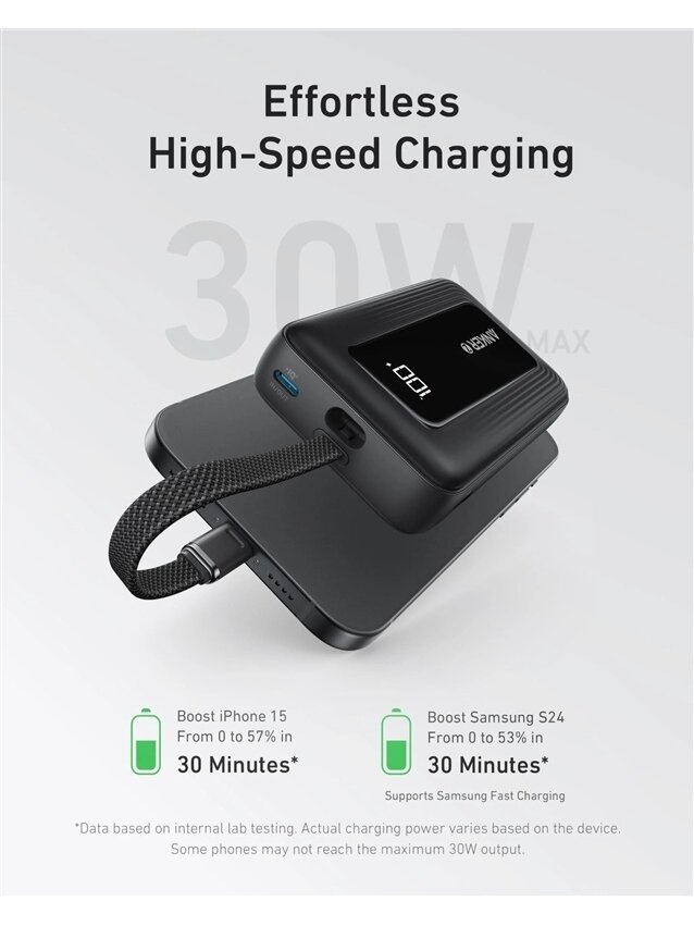 Nešiojamas įkroviklis Anker A1689H11, 20000 mAh, 30 W, juoda 2