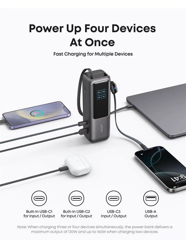 Nešiojamas įkroviklis Anker A1695H11, 25000 mAh, 100W, pilka 2 Nešiojamas įkroviklis Anker A1695H11, 25000 mAh, 100W, pilka 2