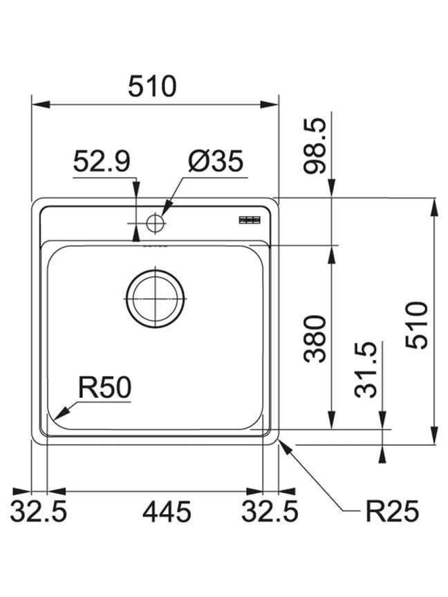 Nerūdijančio plieno plautuvė Franke Bell, BCX 610-51 1 Nerūdijančio plieno plautuvė Franke Bell, BCX 610-51 1