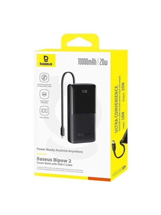 Nešiojamas įkroviklis Baseus Bipow 2, 10000 mAh, juoda 1
