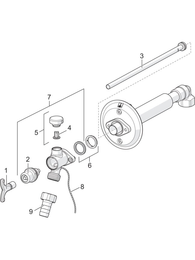 Neužšąlantis lauko čiaupas DN15, L 250-450 mm 3 Neužšąlantis lauko čiaupas DN15, L 250-450 mm 3